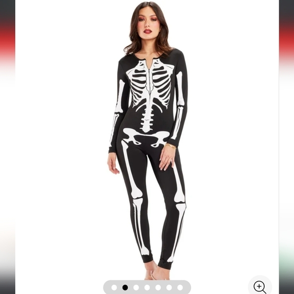NWT! Tipsy Elves, Skeleton Bodysuit Costume, Black/White, Size Large -$79.95 - Picture 1 of 16